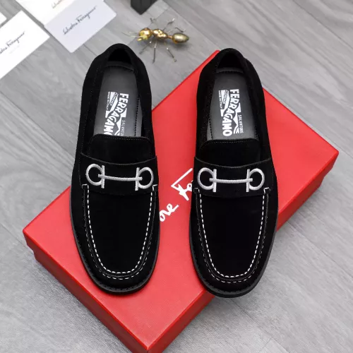 Replica Salvatore Ferragamo Leather Shoes For Men #1318457 $88.00 USD for Wholesale