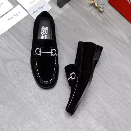 Replica Salvatore Ferragamo Leather Shoes For Men #1318457 $88.00 USD for Wholesale