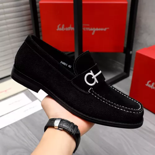 Replica Salvatore Ferragamo Leather Shoes For Men #1318457 $88.00 USD for Wholesale