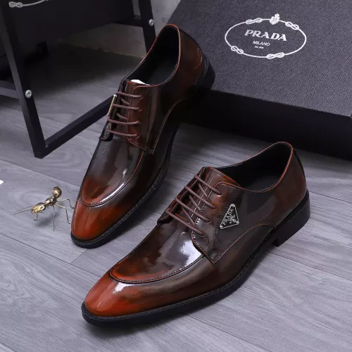 Wholesale Prada Leather Shoes For Men #1318468 $100.00 USD, Wholesale Quality Replica Prada Leather Shoes