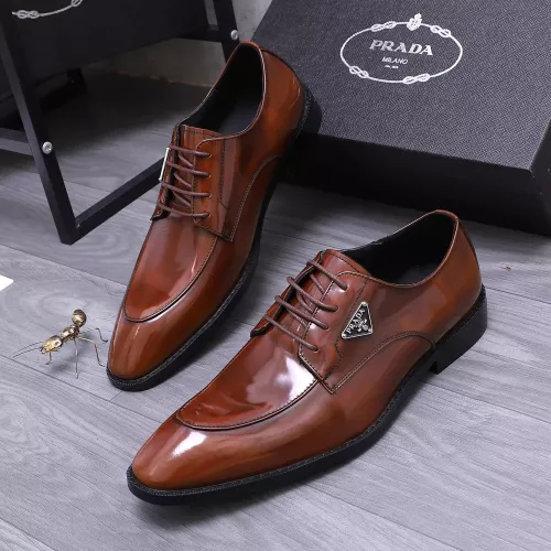 Wholesale Prada Leather Shoes For Men #1318469 $100.00 USD, Wholesale Quality Replica Prada Leather Shoes
