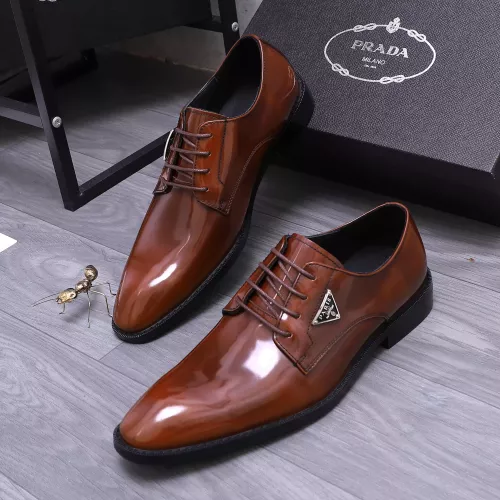 Wholesale Prada Leather Shoes For Men #1318472 $100.00 USD, Wholesale Quality Replica Prada Leather Shoes