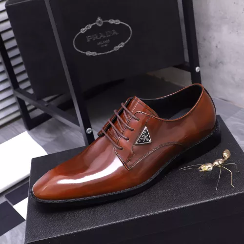 Replica Prada Leather Shoes For Men #1318472 $100.00 USD for Wholesale