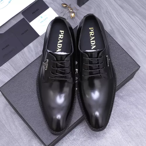 Replica Prada Leather Shoes For Men #1318473 $100.00 USD for Wholesale