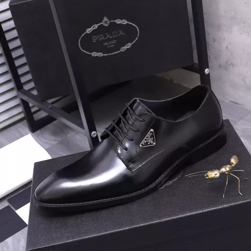 Replica Prada Leather Shoes For Men #1318473 $100.00 USD for Wholesale