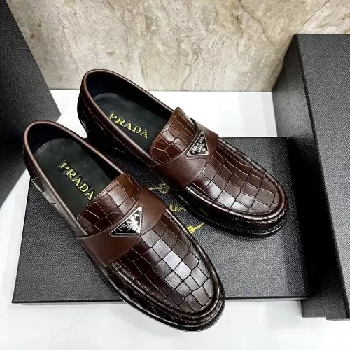 Replica Prada Leather Shoes For Men #1319329 $155.00 USD for Wholesale