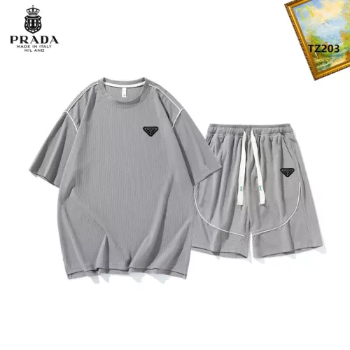 Wholesale Prada Tracksuits Short Sleeved For Men #1323649 $48.00 USD, Wholesale Quality Replica Prada Tracksuits