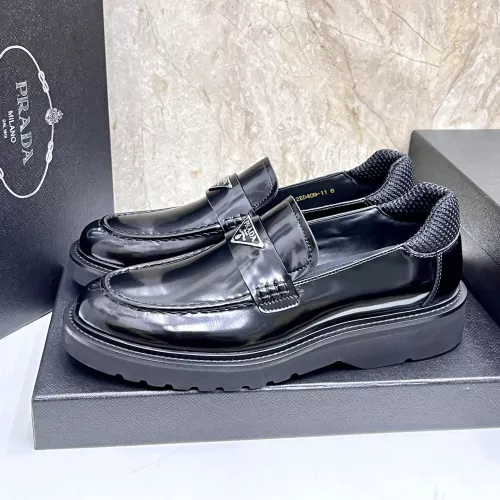 Wholesale Prada Leather Shoes For Men #1330381 $155.00 USD, Wholesale Quality Replica Prada Leather Shoes
