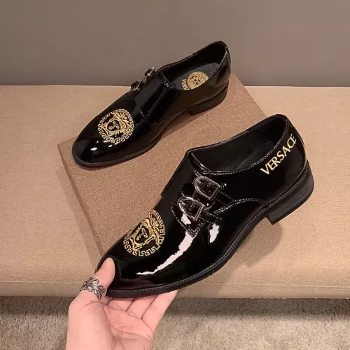Wholesale Versace Leather Shoes For Men #1331213 $85.00 USD, Wholesale Quality Replica Versace Leather Shoes