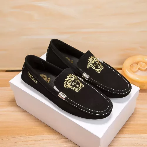 Wholesale Versace Leather Shoes For Men #1331276 $76.00 USD, Wholesale Quality Replica Versace Leather Shoes