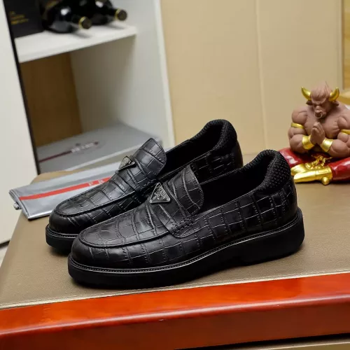 Wholesale Prada Leather Shoes For Men #1340218 $88.00 USD, Wholesale Quality Replica Prada Leather Shoes
