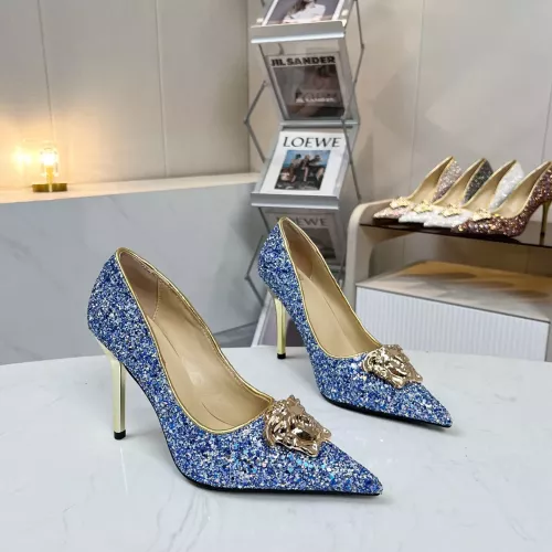 Wholesale Versace High-Heeled Shoes For Women #1341725 $82.00 USD, Wholesale Quality Replica Versace High-Heeled Shoes