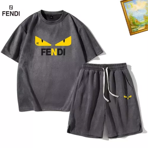 Wholesale Fendi Tracksuits Short Sleeved For Men #1342386 $48.00 USD, Wholesale Quality Replica Fendi Tracksuits