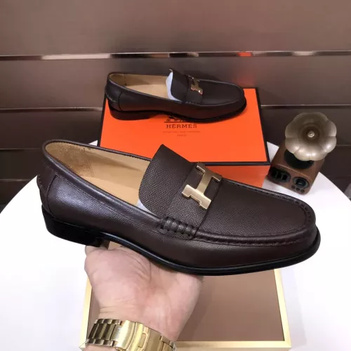 Replica Hermes Leather Shoes For Men #1347405 $100.00 USD for Wholesale