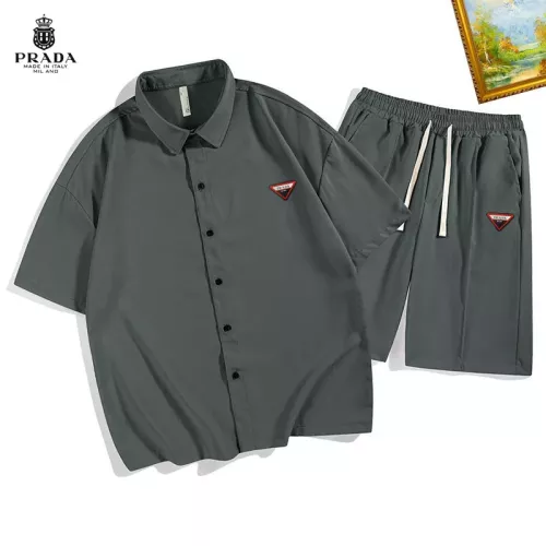Wholesale Prada Tracksuits Short Sleeved For Men #1350595 $48.00 USD, Wholesale Quality Replica Prada Tracksuits