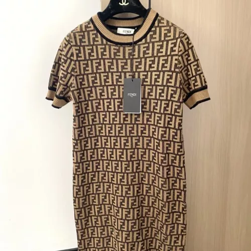 Wholesale Fendi Dresses Short Sleeved For Women #1351420 $100.00 USD, Wholesale Quality Replica Fendi Dresses