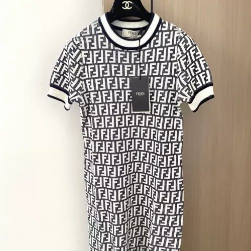 Wholesale Fendi Dresses Short Sleeved For Women #1351421 $100.00 USD, Wholesale Quality Replica Fendi Dresses