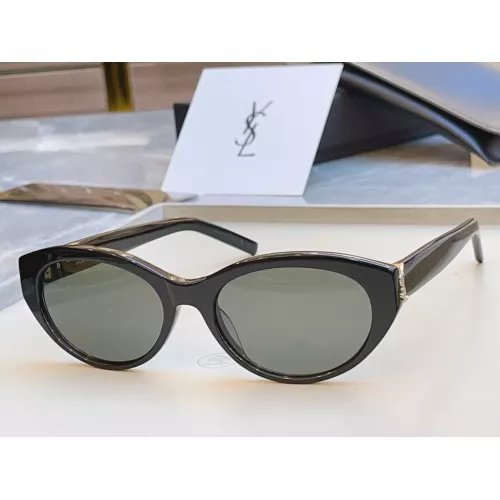 Wholesale Yves Saint Laurent YSL AAA Quality Sunglasses In Gold #1352811 $56.00 USD, Wholesale Quality Replica Yves Saint Laurent YSL AAA Quality Sunglasses