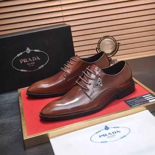 Wholesale Prada Leather Shoes For Men #1356518 $100.00 USD, Wholesale Quality Replica Prada Leather Shoes