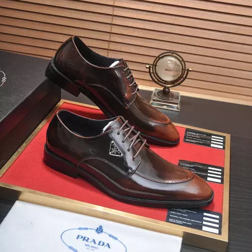 Replica Prada Leather Shoes For Men #1356521 $100.00 USD for Wholesale