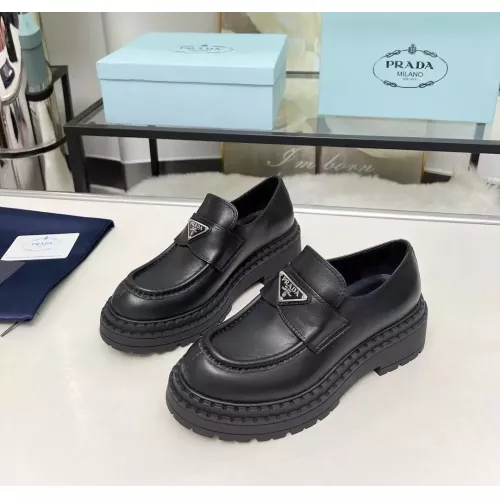 Wholesale Prada Leather Shoes For Women #1357504 $100.00 USD, Wholesale Quality Replica Prada Leather Shoes