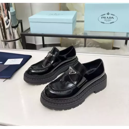 Wholesale Prada Leather Shoes For Women #1357505 $100.00 USD, Wholesale Quality Replica Prada Leather Shoes