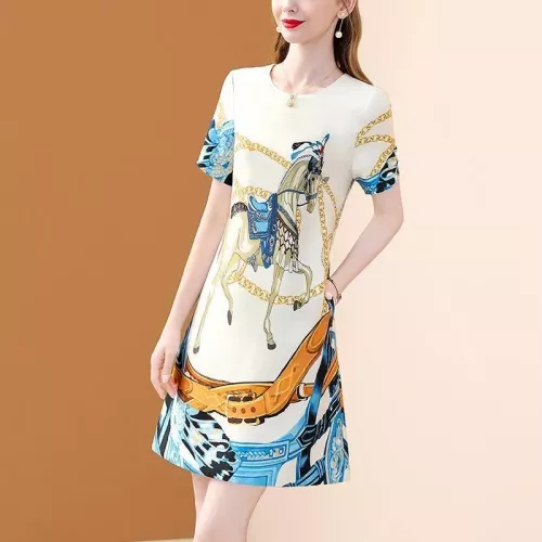 Wholesale Hermes Dresses Short Sleeved For Women #1359877 $80.00 USD, Wholesale Quality Replica Hermes Dresses