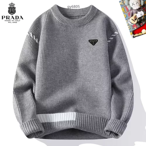 Wholesale Prada Sweaters Long Sleeved For Men #1364558 $48.00 USD, Wholesale Quality Replica Prada Sweaters