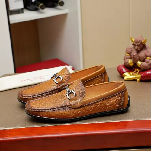 Replica Salvatore Ferragamo Leather Shoes For Men #1367297 $72.00 USD for Wholesale