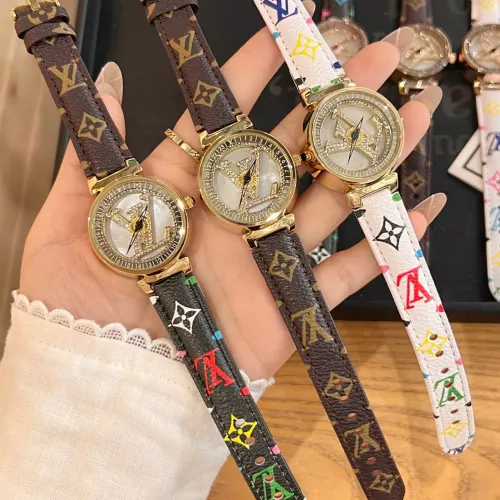 Replica Louis Vuitton Watches In Gold For Women #1369126 $36.00 USD for Wholesale