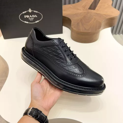 Replica Prada Leather Shoes For Men #1373440 $155.00 USD for Wholesale