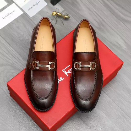 Replica Salvatore Ferragamo Leather Shoes For Men #1373477 $100.00 USD for Wholesale