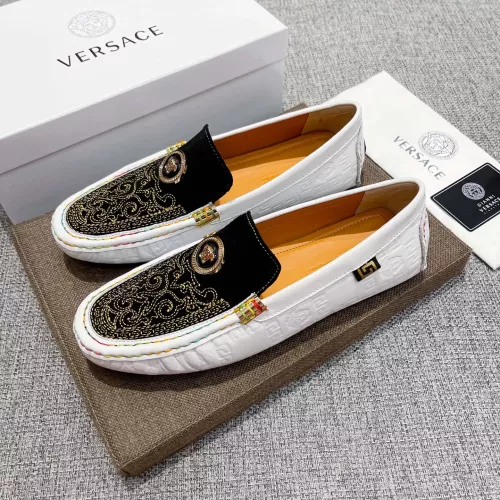Wholesale Versace Leather Shoes For Men #1373576 $85.00 USD, Wholesale Quality Replica Versace Leather Shoes