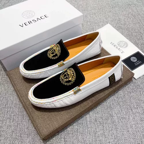 Wholesale Versace Leather Shoes For Men #1373577 $85.00 USD, Wholesale Quality Replica Versace Leather Shoes