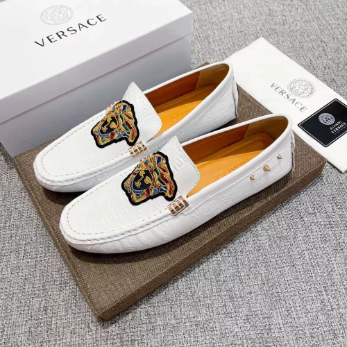 Wholesale Versace Leather Shoes For Men #1373578 $85.00 USD, Wholesale Quality Replica Versace Leather Shoes