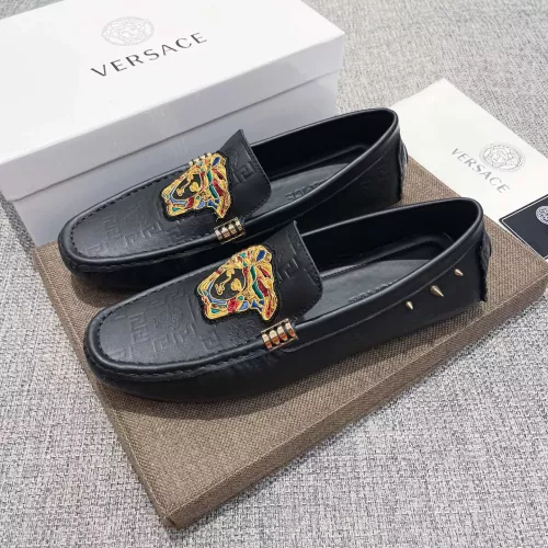 Wholesale Versace Leather Shoes For Men #1373579 $85.00 USD, Wholesale Quality Replica Versace Leather Shoes