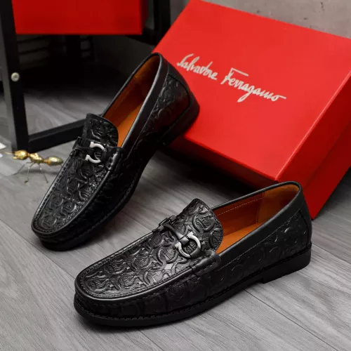 Replica Salvatore Ferragamo Leather Shoes For Men #1373663 $80.00 USD for Wholesale