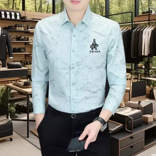 Wholesale Prada Shirts Long Sleeved For Men #1374903 $56.00 USD, Wholesale Quality Replica Prada Shirts