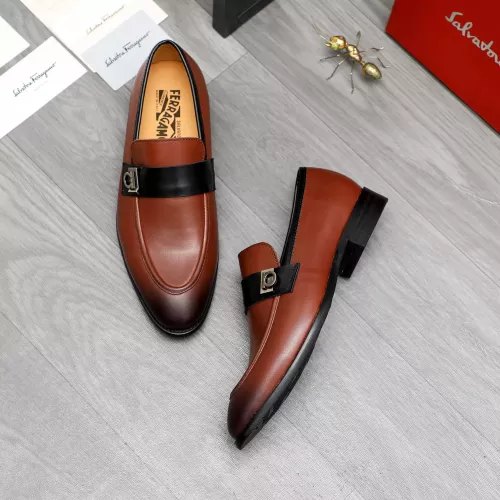 Replica Salvatore Ferragamo Leather Shoes For Men #1380554 $88.00 USD for Wholesale