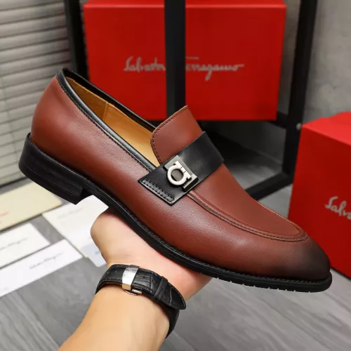 Replica Salvatore Ferragamo Leather Shoes For Men #1380554 $88.00 USD for Wholesale
