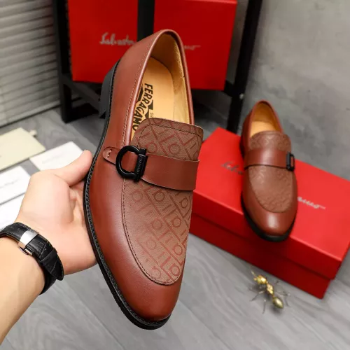 Replica Salvatore Ferragamo Leather Shoes For Men #1380558 $88.00 USD for Wholesale