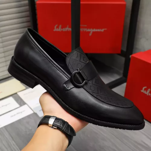 Replica Salvatore Ferragamo Leather Shoes For Men #1380561 $88.00 USD for Wholesale