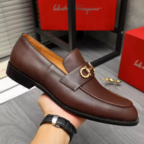 Replica Salvatore Ferragamo Leather Shoes For Men #1380695 $85.00 USD for Wholesale