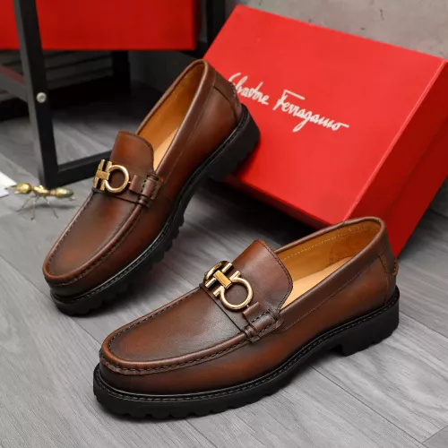 Replica Salvatore Ferragamo Leather Shoes For Men #1380701 $85.00 USD for Wholesale