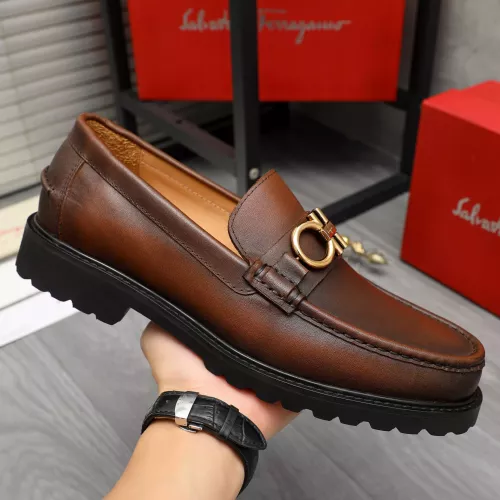 Replica Salvatore Ferragamo Leather Shoes For Men #1380701 $85.00 USD for Wholesale