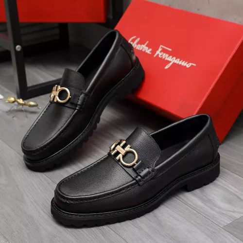 Replica Salvatore Ferragamo Leather Shoes For Men #1380711 $85.00 USD for Wholesale