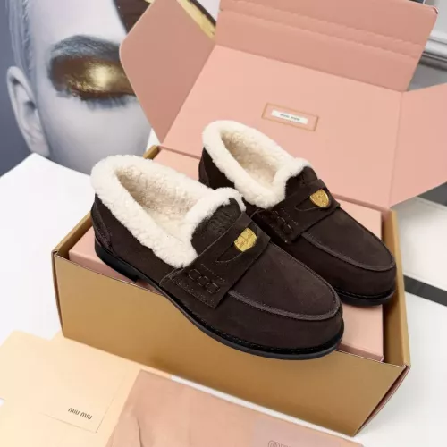 Replica MIU MIU Leather Shoes For Women #1381071 $105.00 USD for Wholesale