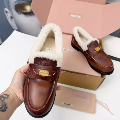 Replica MIU MIU Leather Shoes For Women #1381072 $105.00 USD for Wholesale