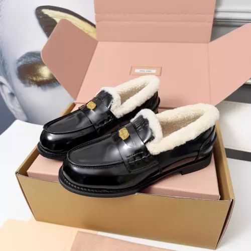 Wholesale MIU MIU Leather Shoes For Women #1381073 $105.00 USD, Wholesale Quality Replica MIU MIU Leather Shoes