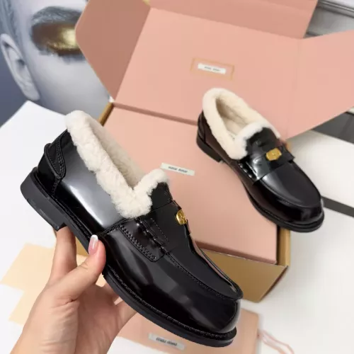 Replica MIU MIU Leather Shoes For Women #1381073 $105.00 USD for Wholesale